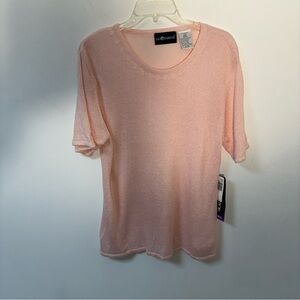Sag Harbor Petal Pink Women's Top Rayon Blend Short Sleeve Large NWT
